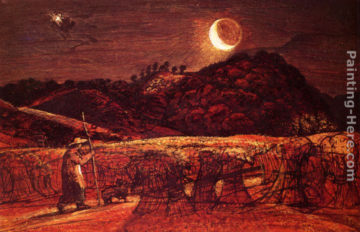 Cornfield By Moonlight painting - Samuel Palmer Cornfield By Moonlight art painting